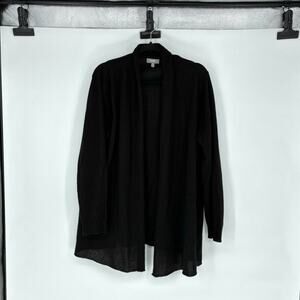 Neiman Marcus Lightweight Open Front Black Cashmere Cardigan - Plus 2X